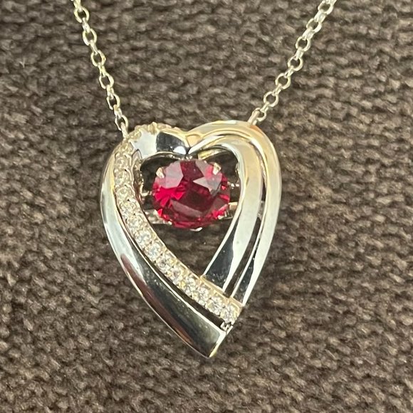 Heart Necklace with Ruby and Diamonds - Picture 1 of 1